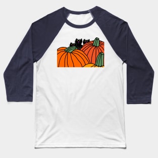 Halloween Horror Kittens and Pumpkins Baseball T-Shirt